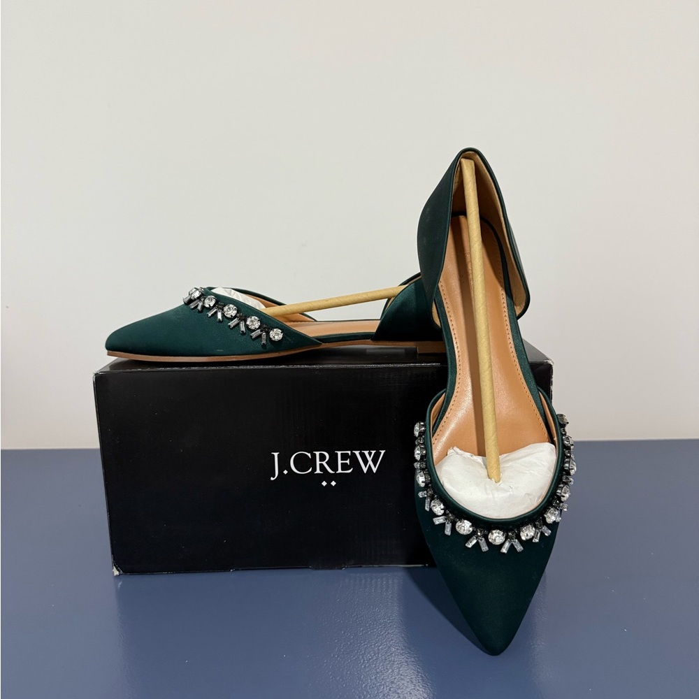 “J. CREW FACTORY” Zoe Satin Jeweled D’Orsay Flats Loafers
